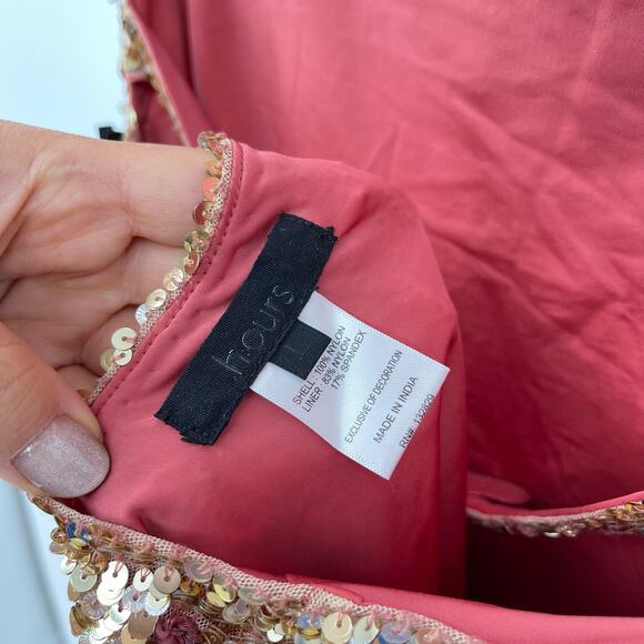 h:ours | NWT Vega Dress in Quartz Rose Gold Sequined Open Back Mini Dress L - Picture 7 of 15